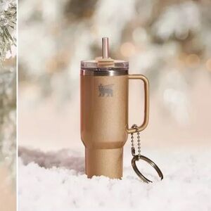 Mini tan Stanley cup keychain ornament limited edition